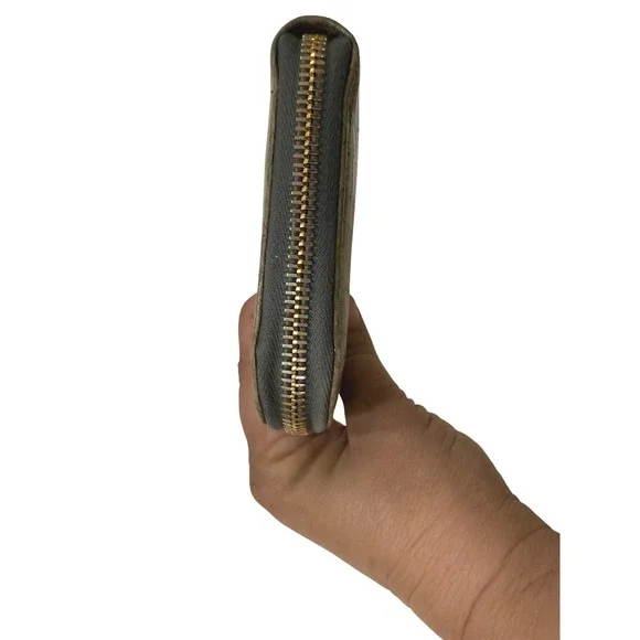 Miu Miu Crocodile Wallet Womens Embossed Leather Zip Around Gray Gold Luxury - Picture 6 of 9